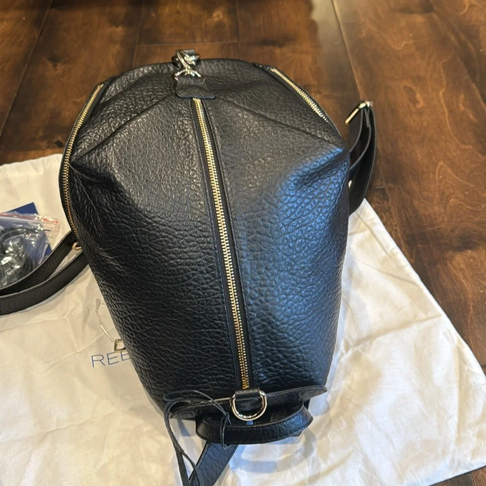 Rebecca Minkoff Black Leather Backpack with Gold Hardware